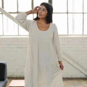 Rachel Pally Cream Long Sleeve Tiered Maxi Dress